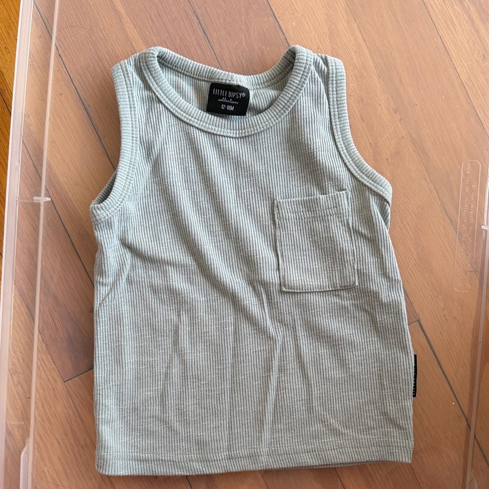 Little Bipsy ribbed Green Tank Top